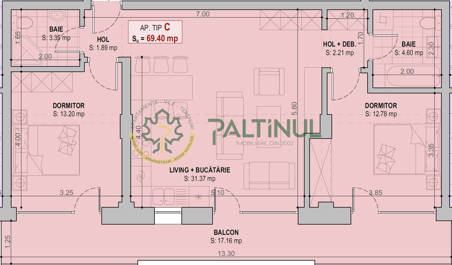 Apartament 3 camere NOU cu terasa la 10 minute de Centru